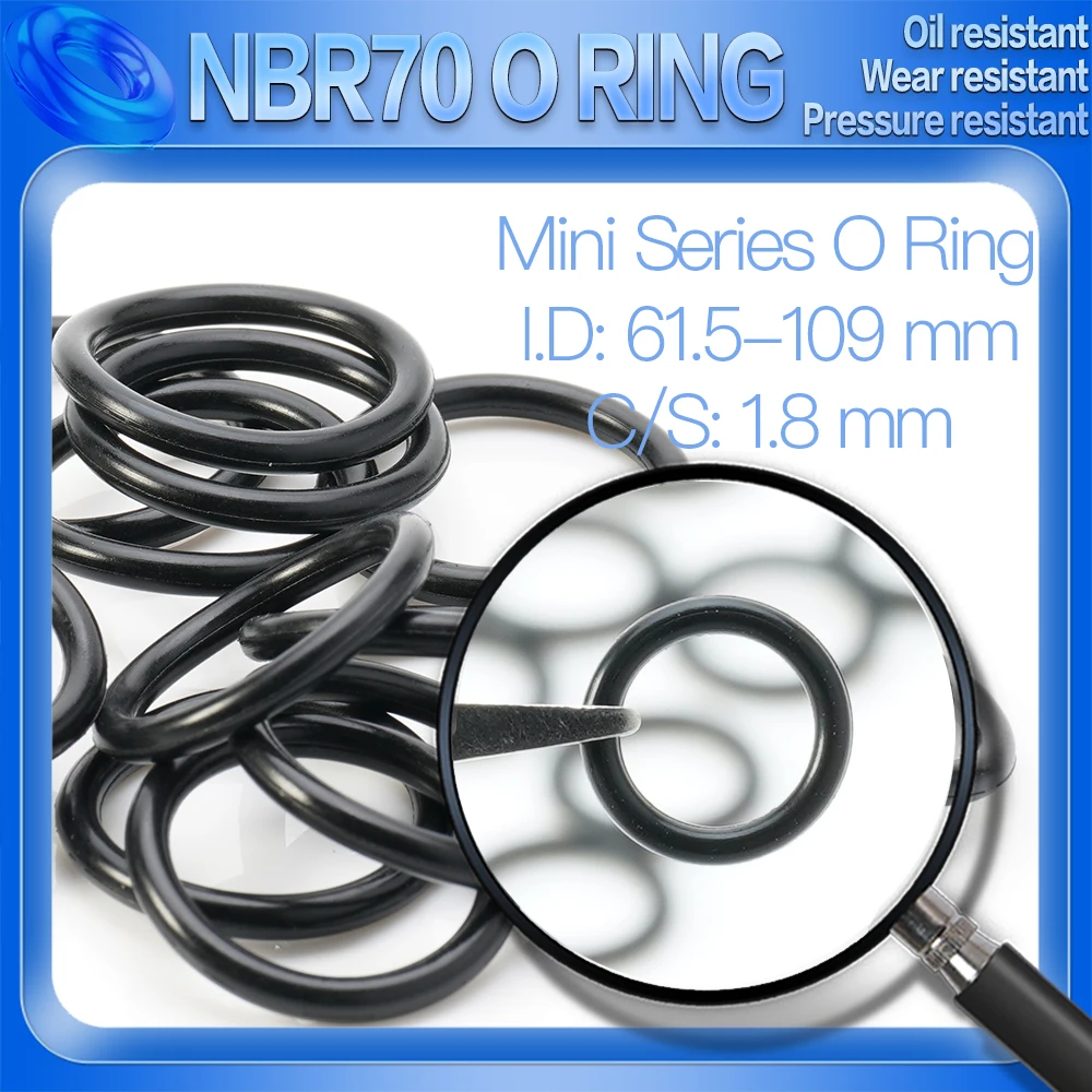 

50PCS/Lot Nitrile Rubber Black NBR CS 1.8 MM ID 61.5/63/65/67/69/71/73/74/75/77.5/80/85MM O Ring Gasket Oil Resistant Waterproof