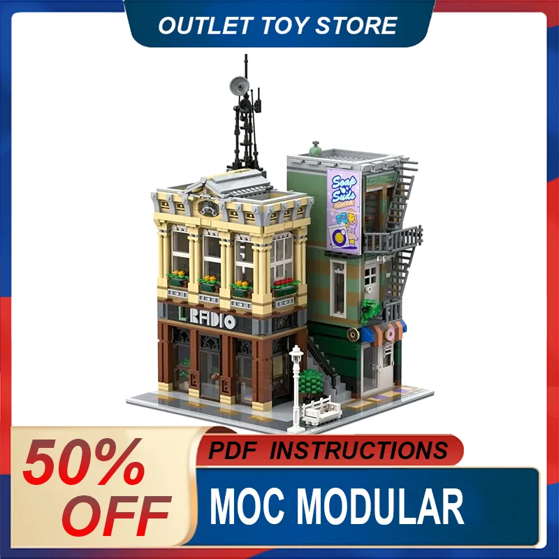 

MOC -108370 The Radio Station Compatible 10278 Police Station Modular Building Blocks Bricks Puzzle Toy Birthday Gifts