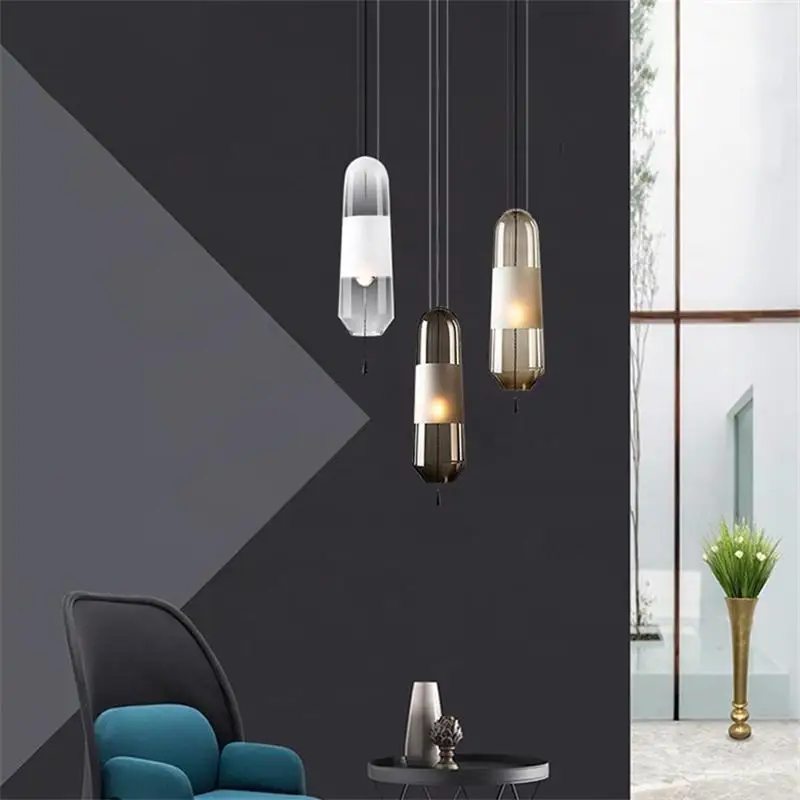 

Modern Glass Led Pendant Lights Nordic Dining Room Bedroom Kitchen Hanging Lamps Luminarias Loft Industrial Home Decor Fixtures