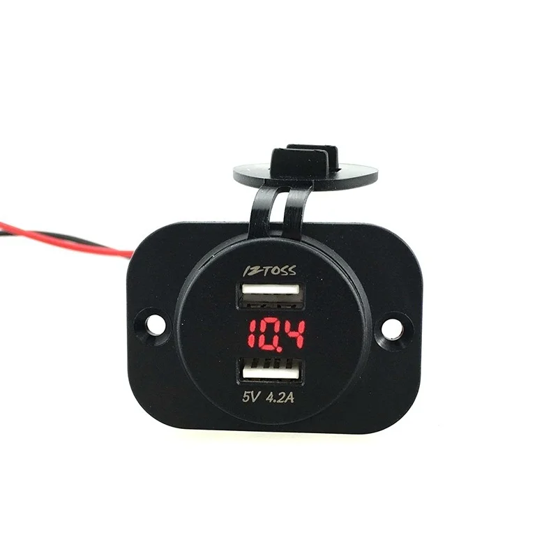 

2.1A&2.1A Dual USB Cigarette Lighter Power Charger Adapter Socket panel with 12V red led voltmeter