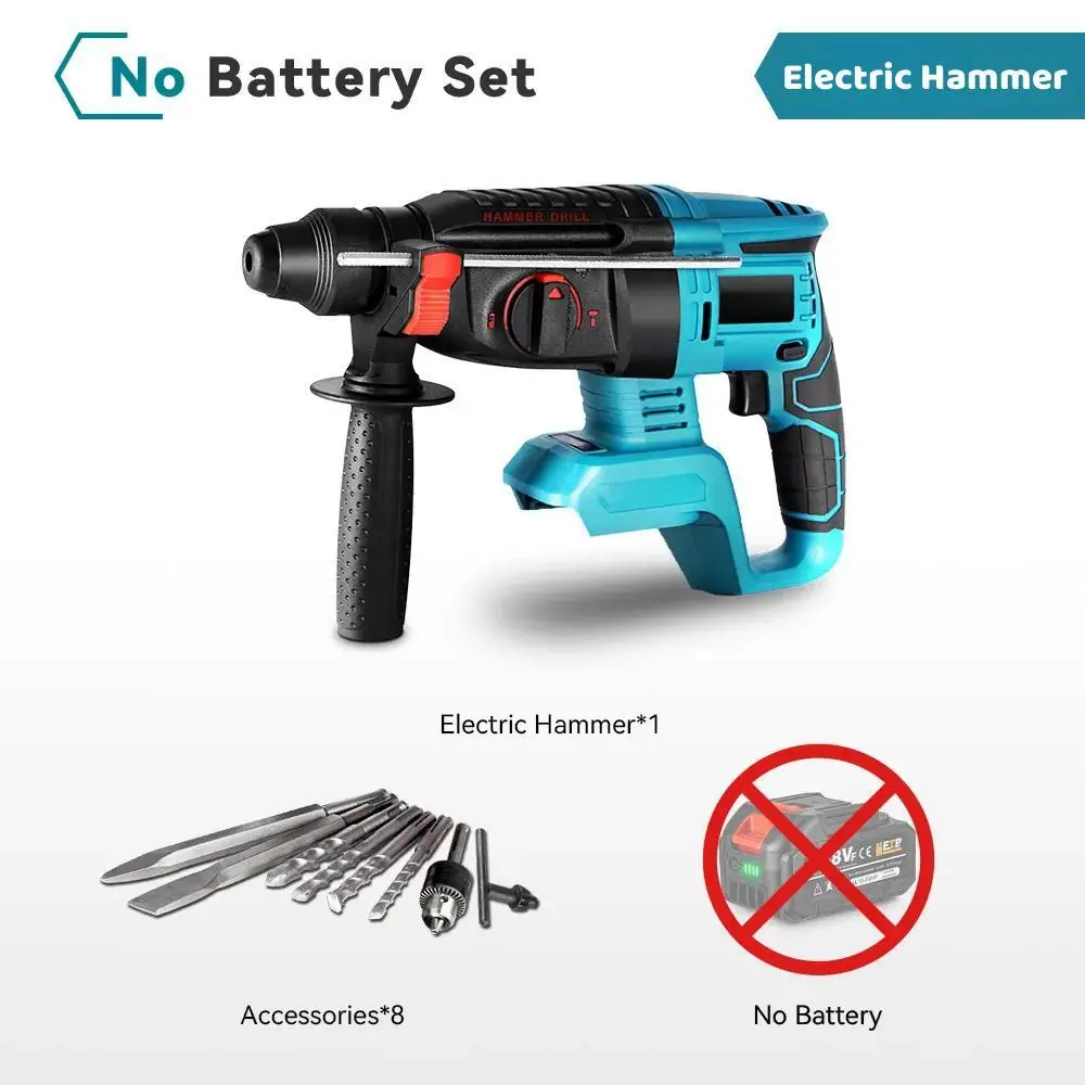 

26mm Brushless Electric Hammer Drill Cordless Multifunctional Electric Pick Rotary Tools For Makita 18V Battery