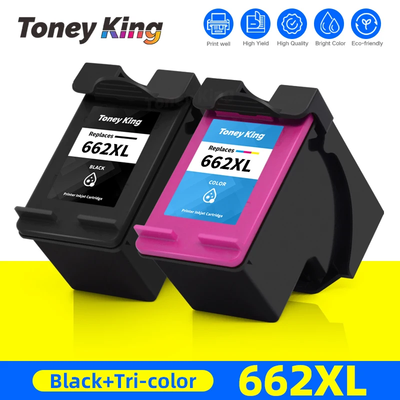 

Toney King 662XL Ink Cartridge For HP662 Ink Cartridges For 662 XL Deskjet 1015 1515 2515 2545 2645 3545 4510 4515 4516 4518