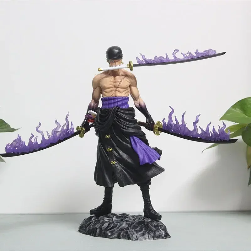

27cm One Piece Gk Two Years Later Wano Province Devil'S Knife Roronoa Zoro Three Knife Flow Anime Figure Model Decoration Gift