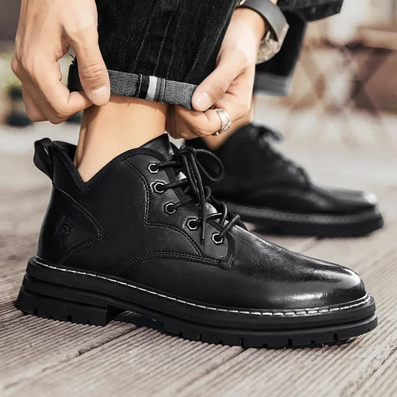 Winter new retro trend of British style board shoes men's thick-soled high-top boots fashionable versatile leisure leather boots
Winter new retro trend of British style board shoes men's thick-soled high-top boots fashionable versatile leisure leather boots