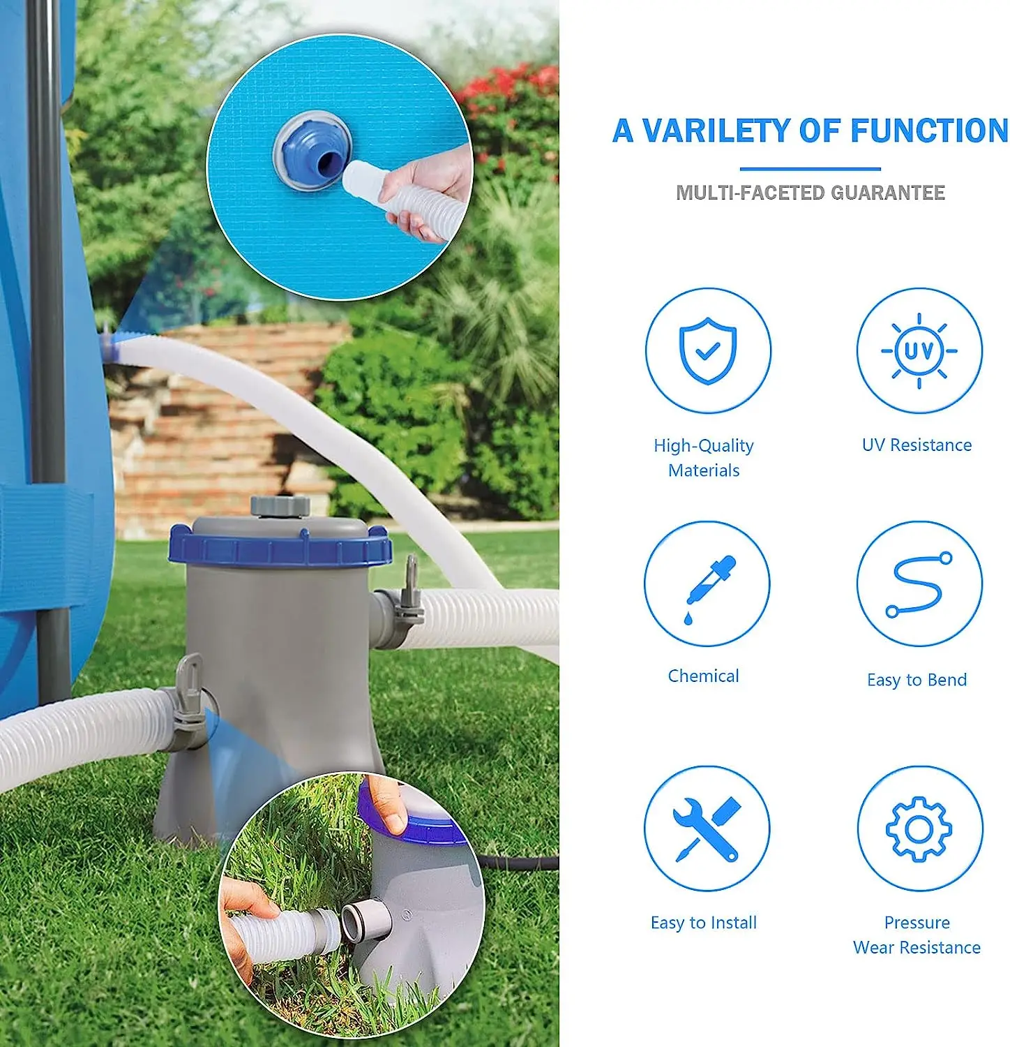 1.25”Diameter x 59”Long Replacement Pool Hose Pool Pump Replacement Hose Filter Pump Hose Bundled With Metal Clamps Accessory
1.25”Diameter x 59”Long Replacement Pool Hose Pool Pump Replacement Hose Filter Pump Hose Bundled With Metal Clamps Accessory