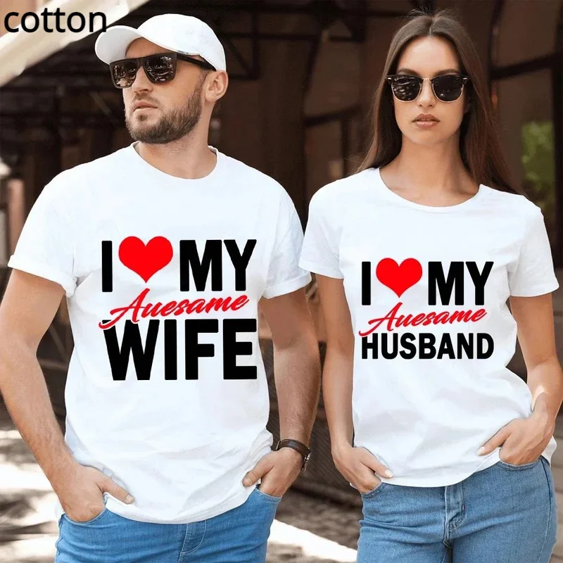 

I Love My Awesome Wife Husband T Shirts Honeymoon Couple Outfits Dating Couples Anniversary Gifts Men Women Tee Shirt Oversize