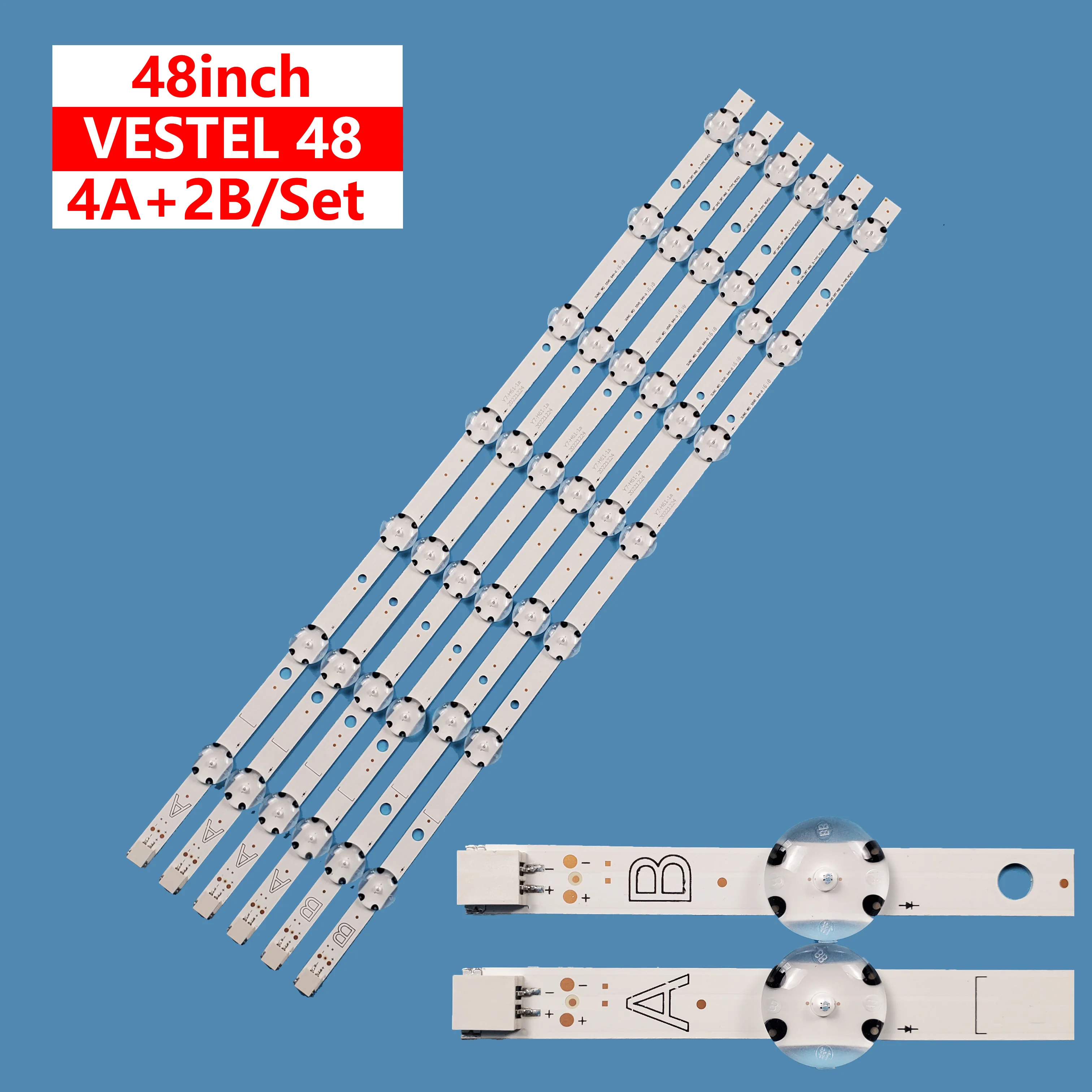 

6Pcs/set New LED Backlight Bar Light Strip 48 UHD DRT VNB AB-TYPE REV03 For VESTEL 48inch Smart TV Screens Accessories Repair