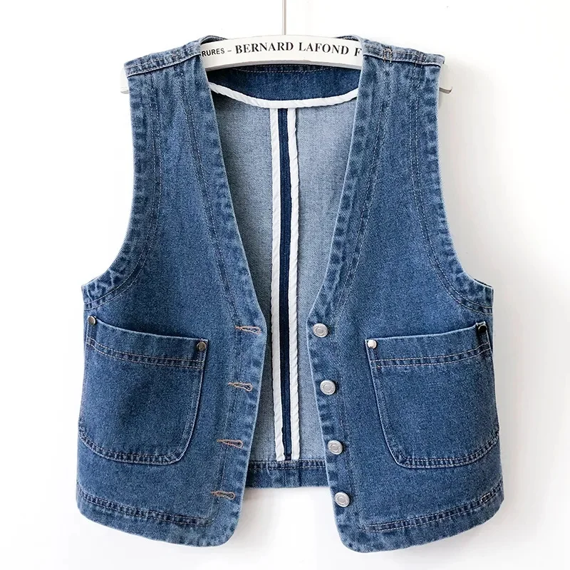 Spring Autumn New 2023 Short Women's Denim Vest Jacket Single breasted Korean Slim Casual Jeans Vests Female Waistcoat Tops
Spring Autumn New 2023 Short Women's Denim Vest Jacket Single breasted Korean Slim Casual Jeans Vests Female Waistcoat Tops