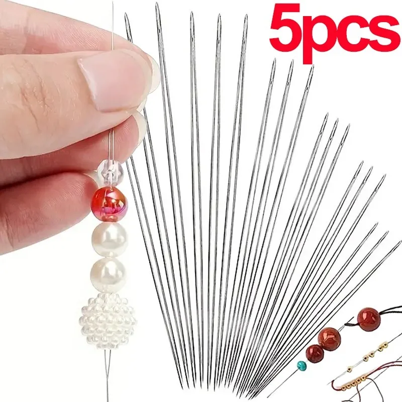 

5pcs Beading Needles Seed Beads Needles Big Eye DIY Beaded Collapsible Beading Pins Open Needles for Jewelry Making Tools