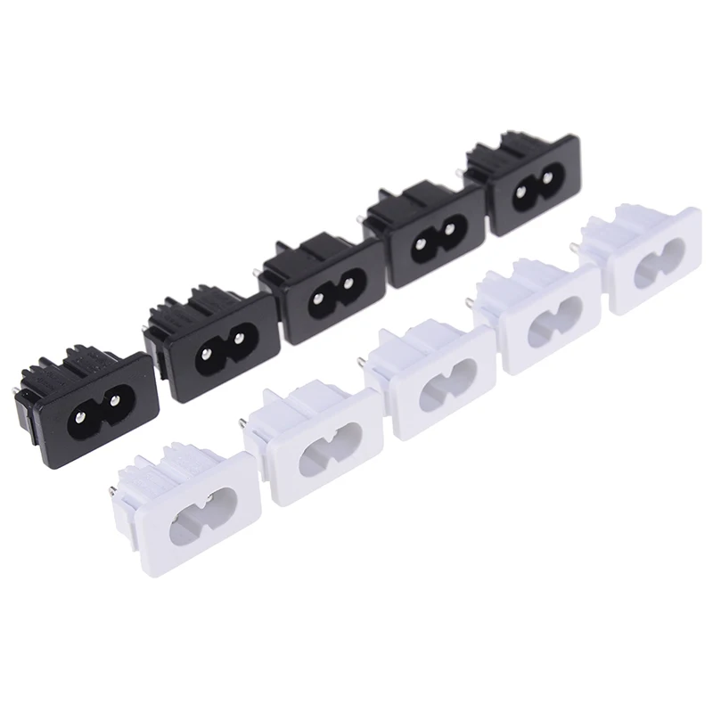 

High Quality 5Pcs/lot AC250V 2.5A Iec320 C8 Male 2 Pins Power Inlet Socket Connector 2.7 x 1.5 x 2.1cm