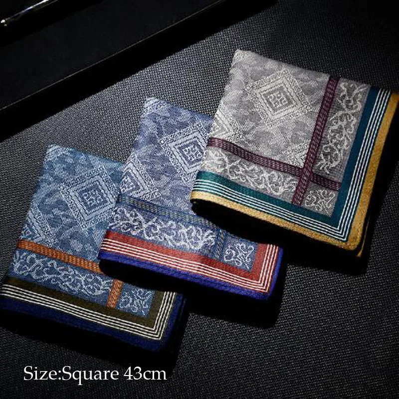 

NEW Square Jacquard Cotton Handkerchief For Men Gentlemen cashew flower Pocket Towel For New Year Wedding Party Christmas Gift