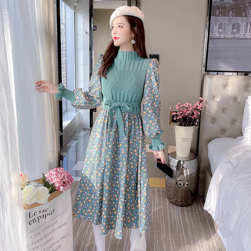 Women's Knitted Dress Autumn Winter New Long Sleeve Corduroy Floral Dress Female Elegant Sweater A-line Long Belt
Women's Knitted Dress Autumn Winter New Long Sleeve Corduroy Floral Dress Female Elegant Sweater A-line Long Belt