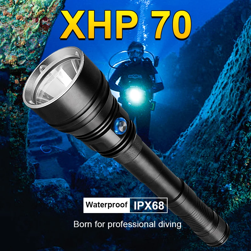 Powerful Professional Diving Flashlight Ip68 Waterproof Xhp70 Led Diving Light Rechargeable 18650/26650 Battery 100m Dive
Powerful Professional Diving Flashlight Ip68 Waterproof Xhp70 Led Diving Light Rechargeable 18650/26650 Battery 100m Dive