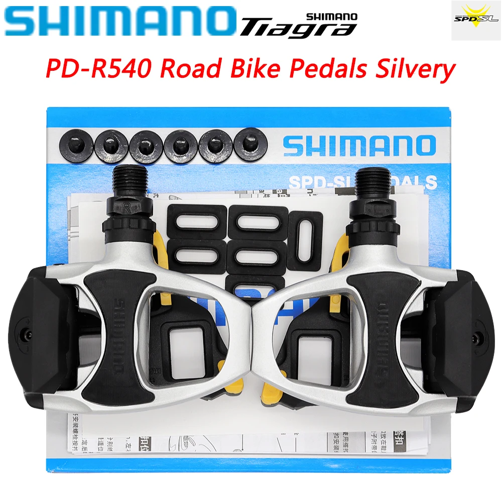 

SHIMANO Pedals PD-R540 Road Bike Self-locking Wide Platform Bearing 4700 Silvery R540 Pedal for Road Bicycle Original Parts
