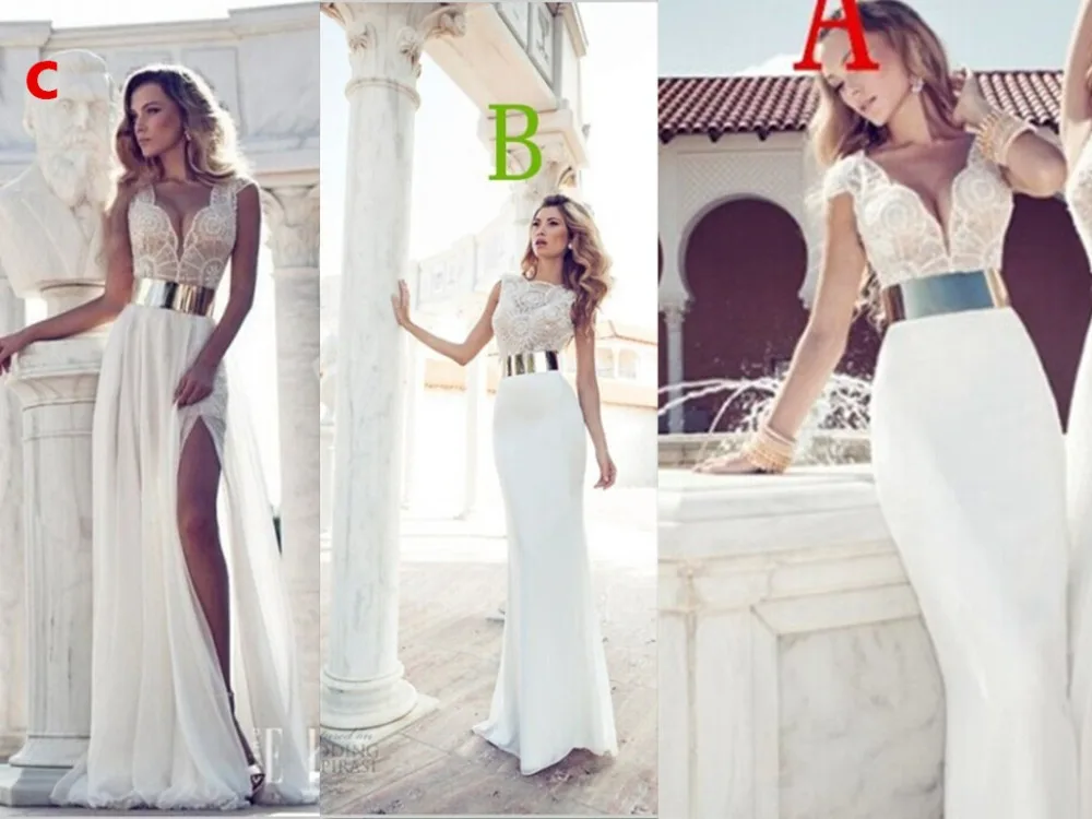 

Fashion A-Line Featuring Beaded Bodice Plunging low-cut v-Neck Bodice Thigh-High Slit bridal Gown Stock 2018 bridesmaid dresses
