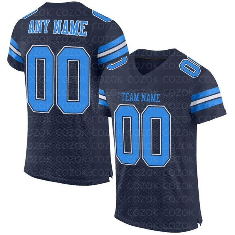 Classic Black Blue Customized Football Jersey for Men Football Short Sleeves Athletic Tee Shirts
Classic Black Blue Customized Football Jersey for Men Football Short Sleeves Athletic Tee Shirts