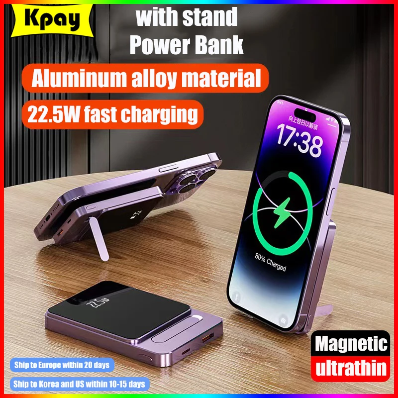 

10000mAh Alloy Macsafe Auxiliary Battery Power Bank Magnetic Wireless Fast Charger For iPhone 15 14 13 12 Pro External Powerbank