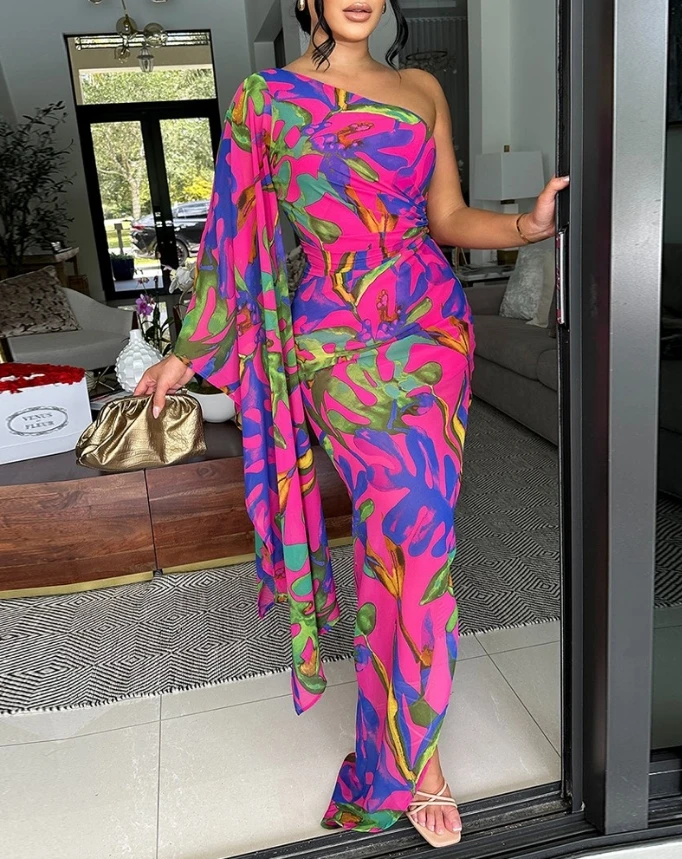 Womens Dresses 2024 Spring Fashion Plants Print One Shoulder Asymmetrical Hem Long Sleeve Casual Bodycon Ruched Long Dress
Womens Dresses 2024 Spring Fashion Plants Print One Shoulder Asymmetrical Hem Long Sleeve Casual Bodycon Ruched Long Dress