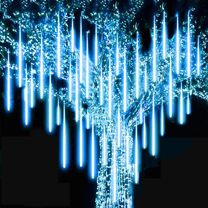 

30cm 50cm Outdoor Waterproof 8 Tube Meteor Shower Led Color Light String Christmas Tree Decoration for Home Navidad Garden Decor