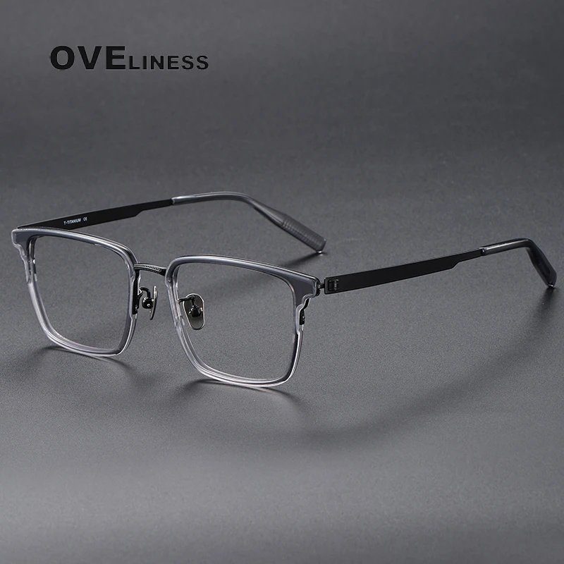

Vintage Acetate Titanium Glasses Frame Men Square Myopia Prescription Optical Eyeglasses Frame Women New Luxury Brand Eyewear