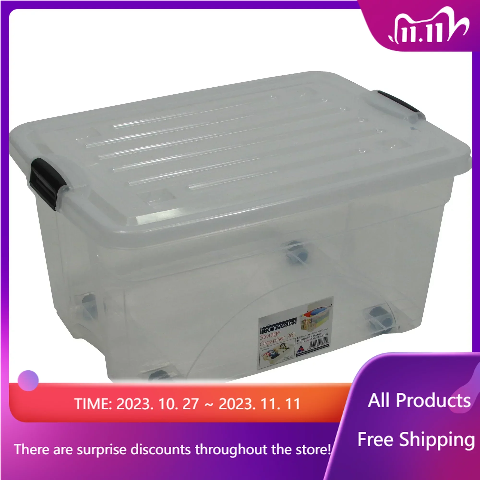 

6.75 Gallon Rolling Bin Storage Organizer Organizer Box Storage Containers Fast Transportation Sales promotion