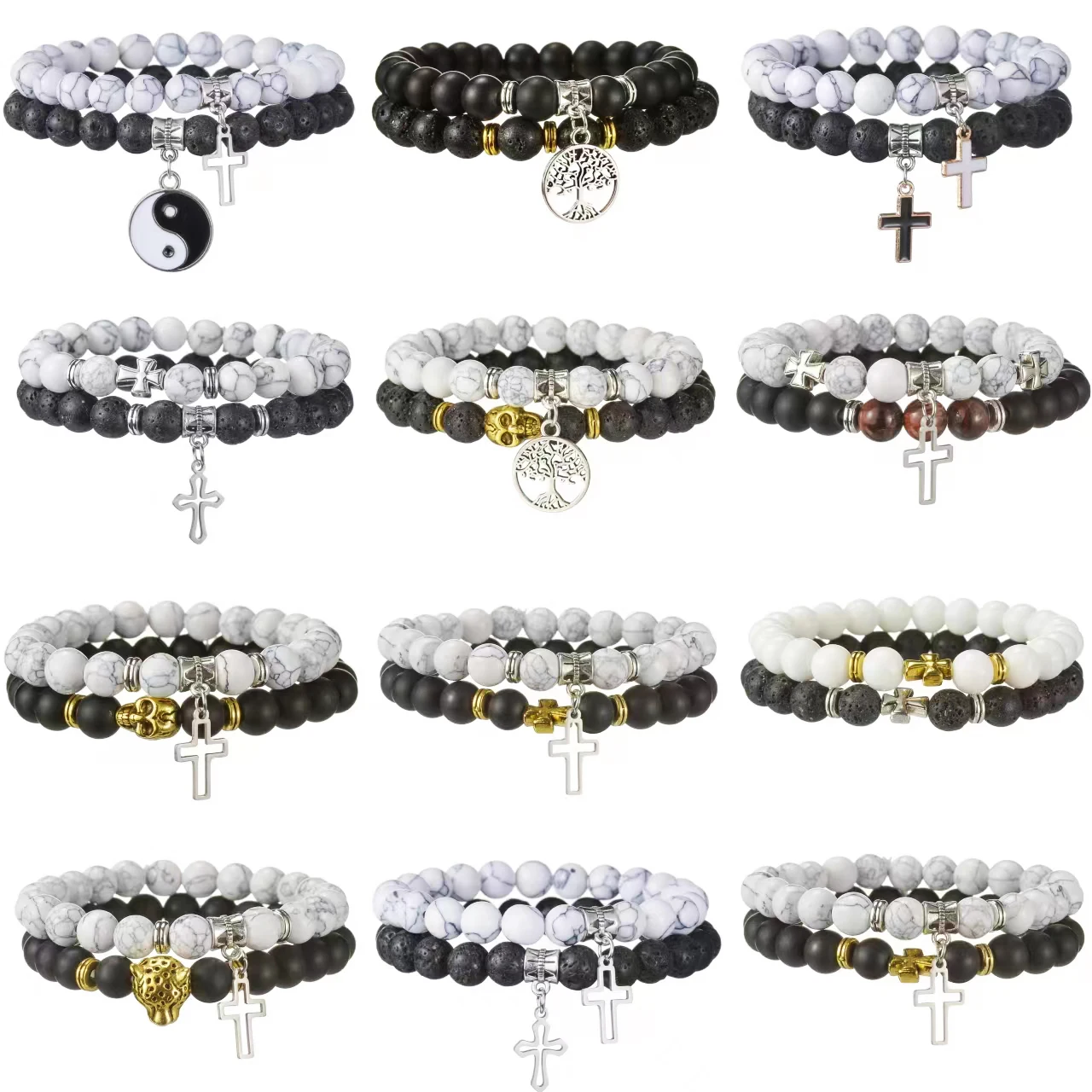 MeMolissa 2pcs Bracelet Set Distance Black White Natural Lava Stone Beaded Yoga Bracelets for Men Women Elastic Rope Jewelry
MeMolissa 2pcs Bracelet Set Distance Black White Natural Lava Stone Beaded Yoga Bracelets for Men Women Elastic Rope Jewelry