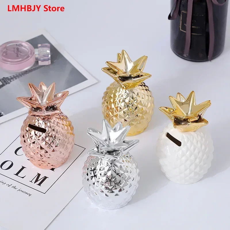 

LMHBJY Nordic Pineapple Handicraft Ornaments Ceramic Piggy Banks Home Furnishings Photo Props Personalized Creative Gifts