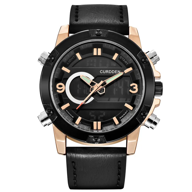 

Men Original CURDDEN Brand Chronograph Watches Fashion Leather Dual Time Multi-function Sports Watch Montres de Marque de Luxe