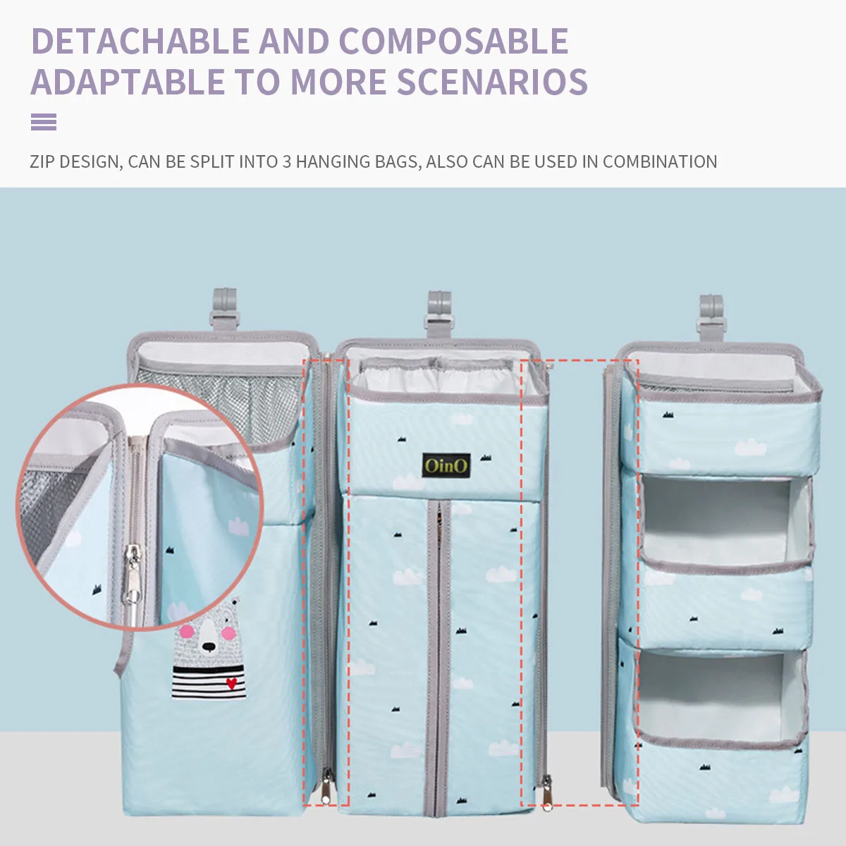 Premium 3-in-1 Hanging Crib Organizer with Storage Pockets | HavF Beauty Crib organizer Hanging crib organizer Baby diaper storage organizer Nursery hanging organizer Crib diaper caddy