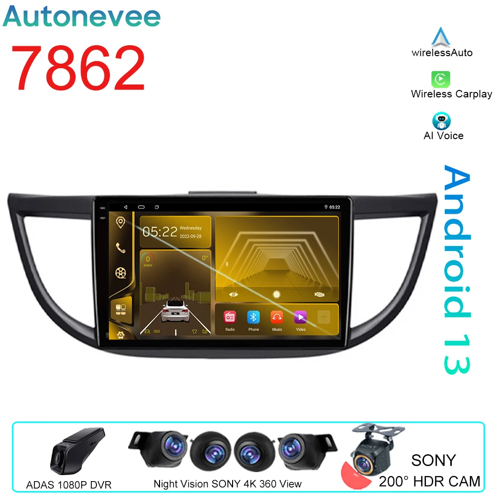 

For Honda CR-V CRV 4 RM RE 2011 - 2018 Video Player Android Auto Car Radio GPS Navigation Multimedia Stereo Carplay No 2din DVD
