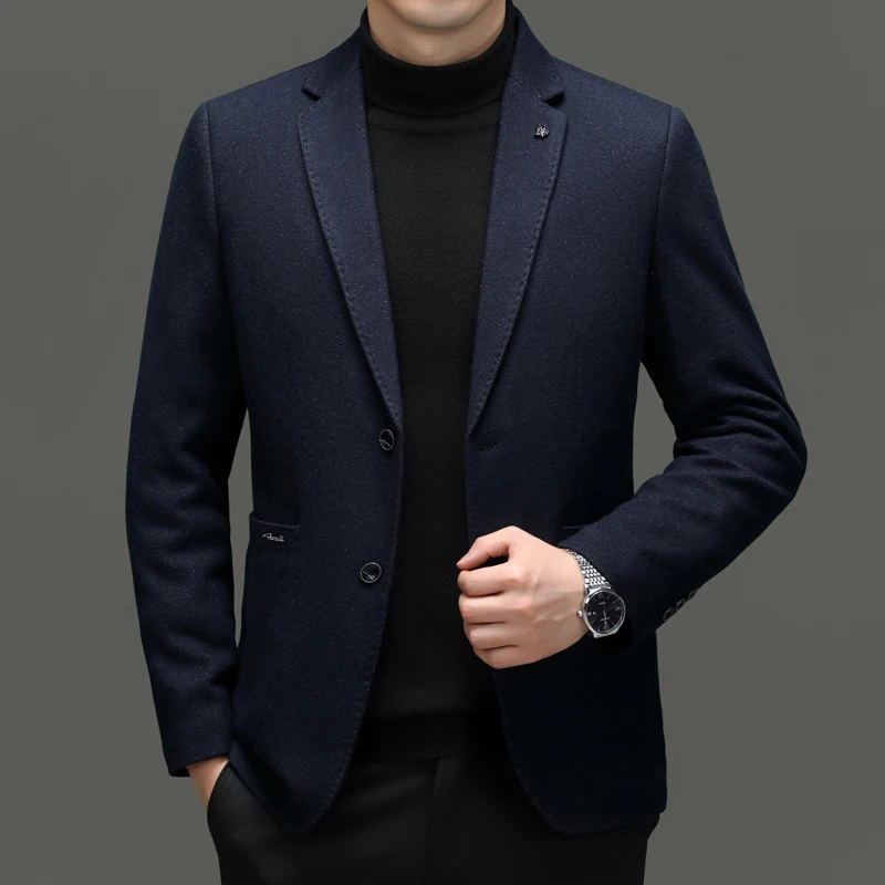 

60% Wool Suit High-end Autumn/Winter Men's Suit Stylish Handsome Trend Business Everything Casual Wool Polyester Blazers