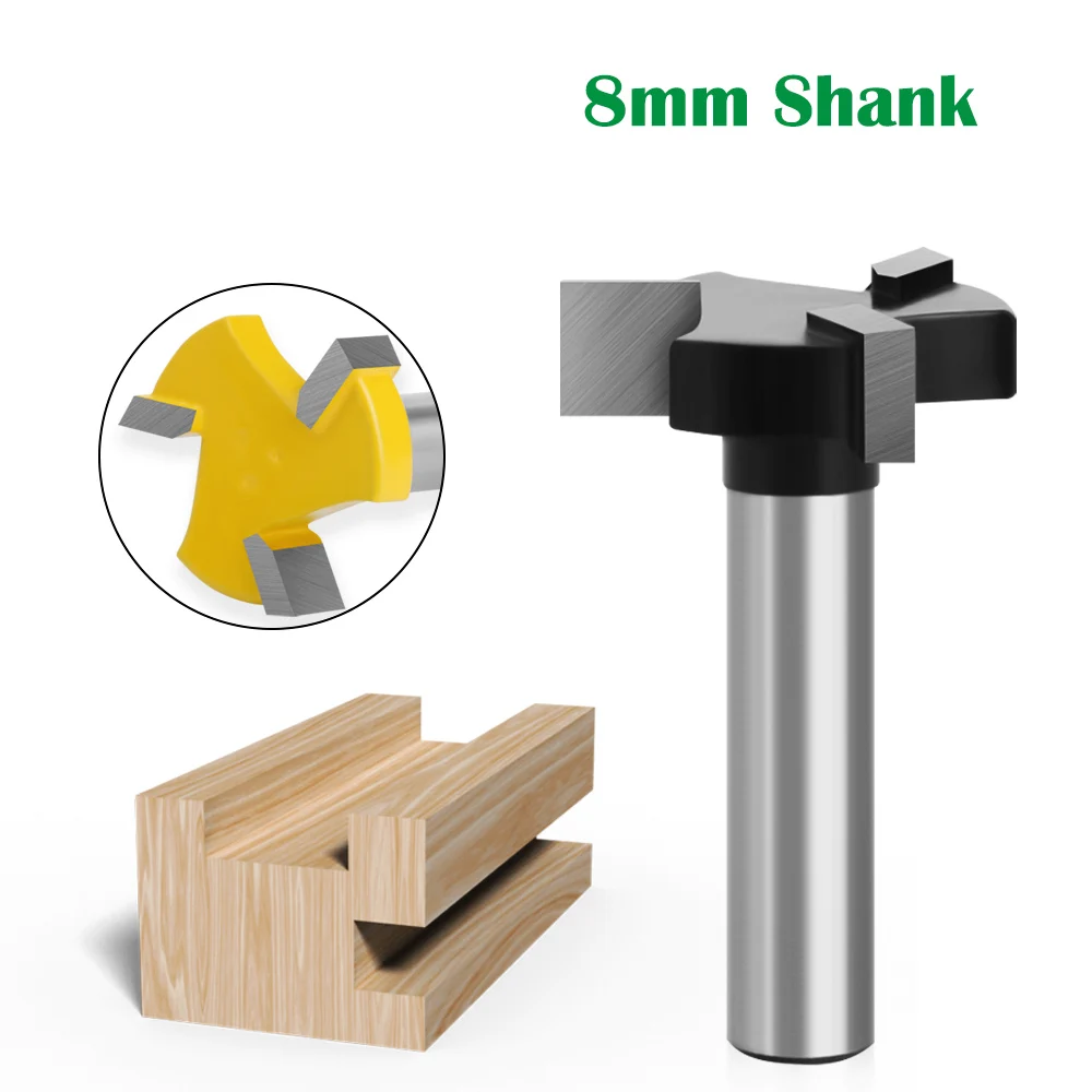 1PC 8mm Shank 3 Teeth T-Slot Router Bit Milling Straight Edge Slotting Milling Cutter Cutting Handle for Wood Woodwork
1PC 8mm Shank 3 Teeth T-Slot Router Bit Milling Straight Edge Slotting Milling Cutter Cutting Handle for Wood Woodwork