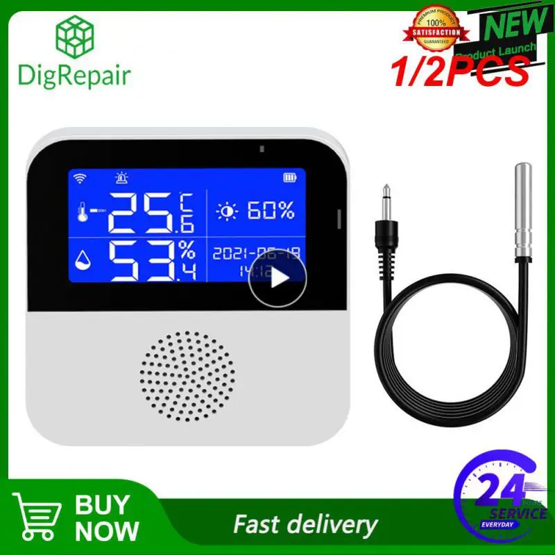 

1/2PCS Tuya WiFi Temperature Humidity Sensor With External Probe LCD Screen Remote Monitor Indoor Thermometer Hygrometer Smart