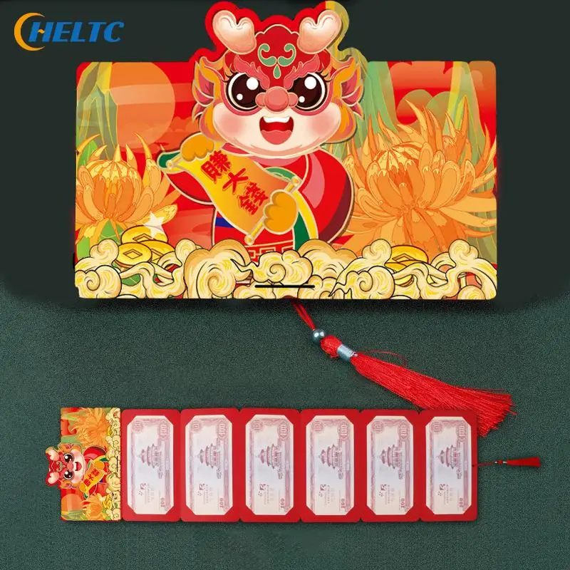 

1 шт. 6 слотов красный конверт китайские Новогодние украшения 2024 Год Дракона HongBao Конверт Новый год Весенний фестиваль красный пакет
