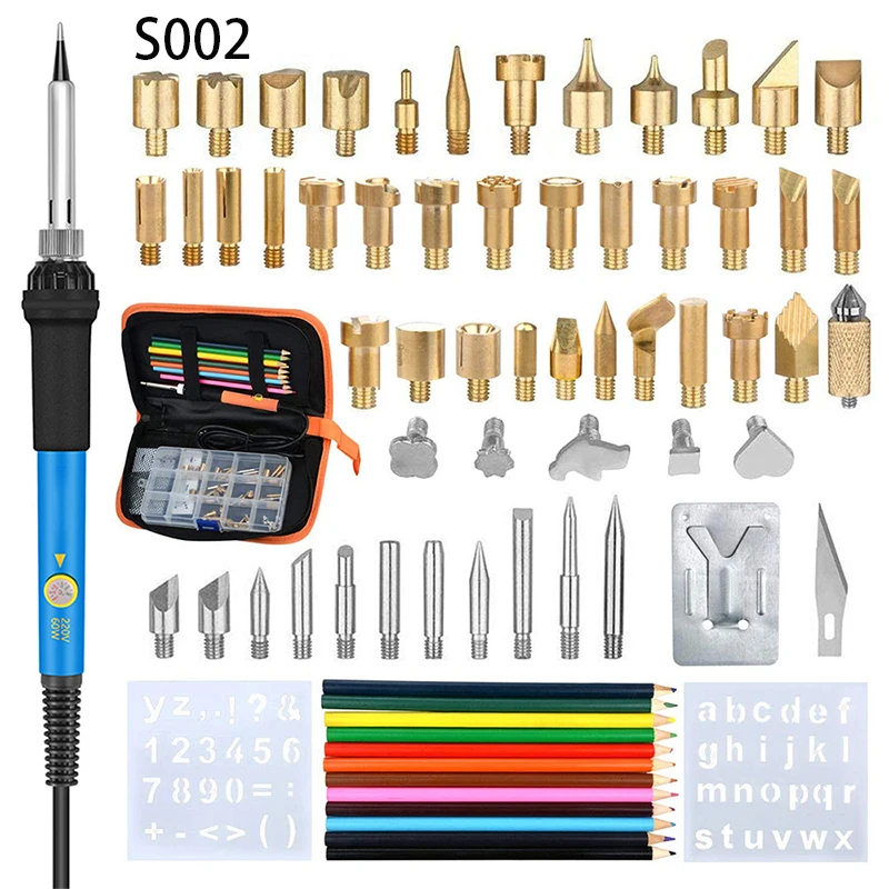 

60W Adjustable Soldering Iron Kit Set Cautin Welding Electric Tools With Colored Pencils For Pyrography