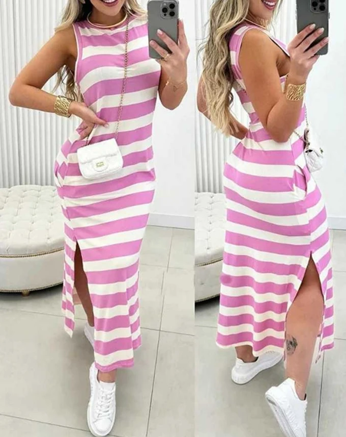2024 Summer New Leisure Daily Commuting Vacation Micro Elastic Stripe O-Neck Slim Fit Long Dress
2024 Summer New Leisure Daily Commuting Vacation Micro Elastic Stripe O-Neck Slim Fit Long Dress