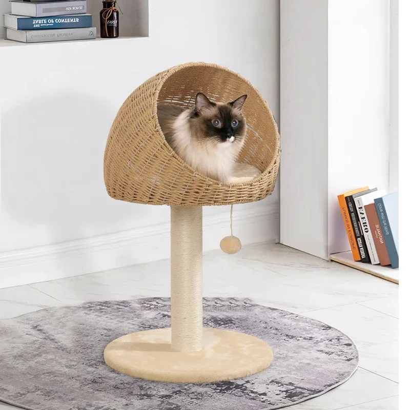 

Japanese Handmade Woven Cat Climbing Frame, Cat Tree House and Cats Nest Integrated Sisal Cat Cardboard, Cats Scratching Post