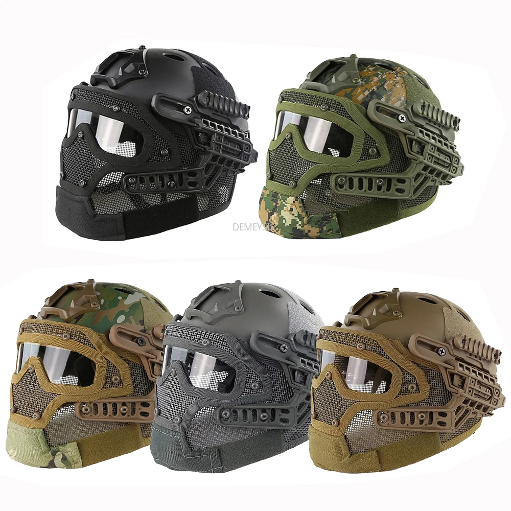 

Professional Tactical Full Cover Helmet Outdoor CS War Game Head Protector Milirary Army Airsoft Paintball Mask Helmets