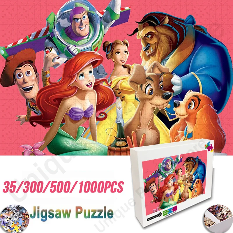 

Disney Anime The Little Mermaid Jigsaw Beauty and The Beast Wooden Puzzle Model Assembled Jigsaw Puzzle Educational Toy for Kids