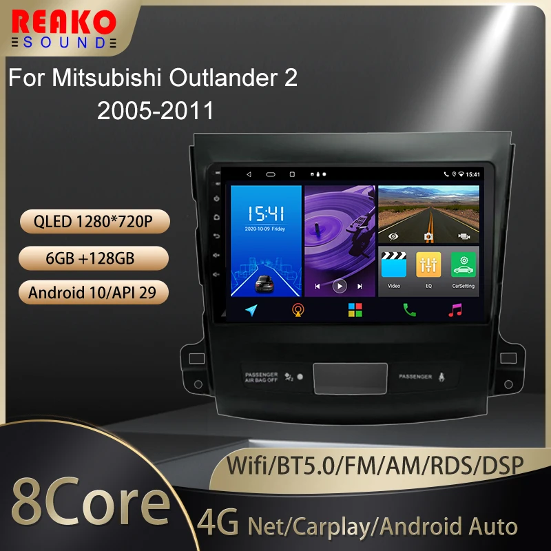 REAKOSOUND For Mitsubishi Outlander 2 2005-2011 2Din 9inch Android Car Radio Player Multimedia Video GPS CarPlay/Auto |