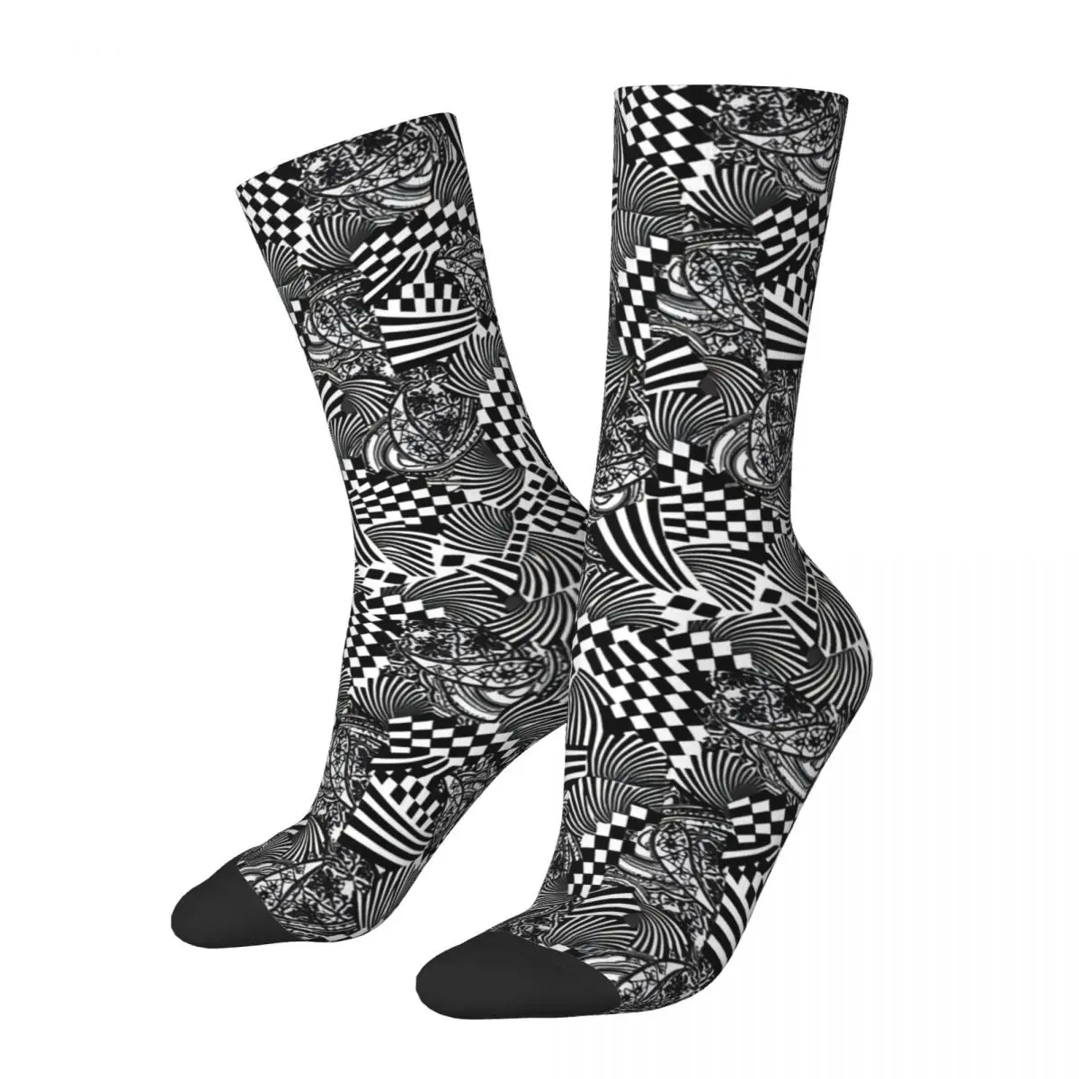

Crazy compression Geometric Cashmere Paisley Sock for Men Harajuku Black And White Paisley Seamless Pattern Crew Sock Novelty