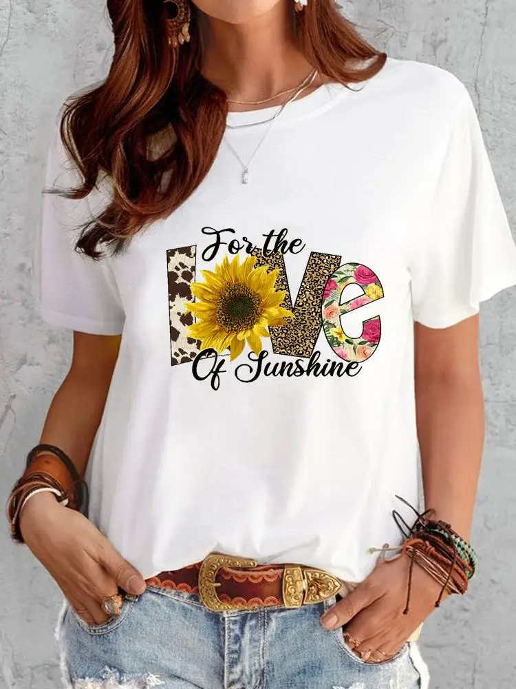 

Модная одежда, женские футболки с принтом, женская модная повседневная футболка с леопардовым принтом и надписью Love, женская одежда с коротким рукавом, футболка с графическим рисунком