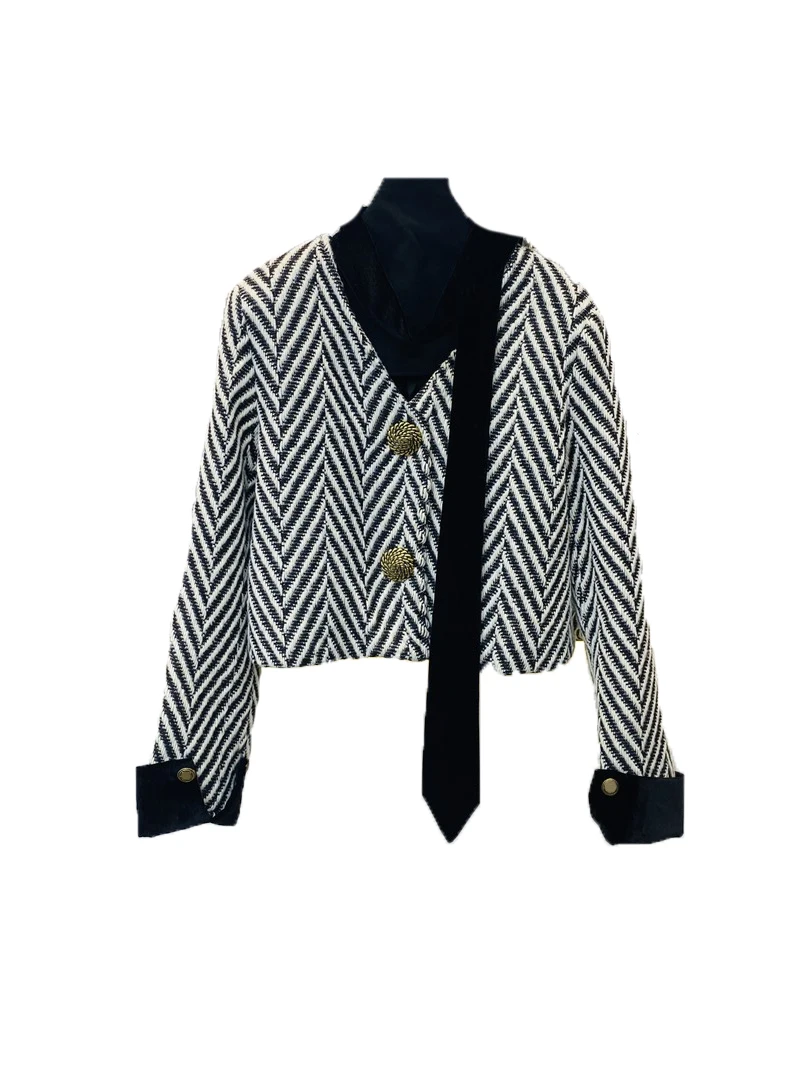 V-neck tie short jacket fashion personality temperament comfortable 2024 fall and winter new 1113
V-neck tie short jacket fashion personality temperament comfortable 2024 fall and winter new 1113