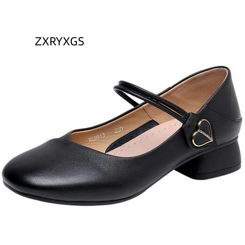 

ZXRYXGS Премиум Натуральная кожа мягкая подошва ретро одиночная обувь женская обувь на низком каблуке 2023 Осенняя мягкая подошва удобная большой размер