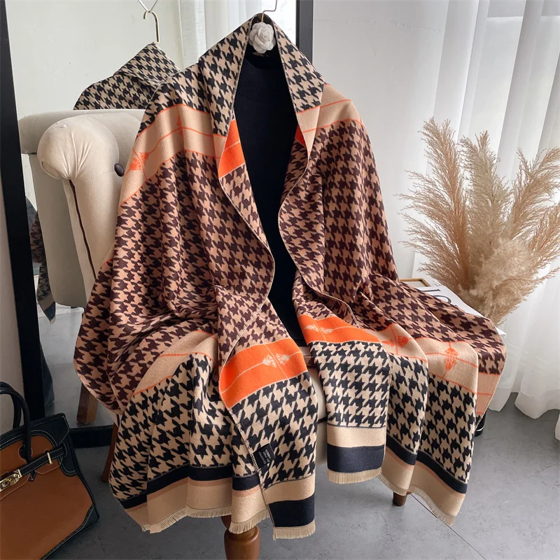 Luxury Houndstooth Winter Cashmere Scarf for Women Design Thick Blanket Bufanda Winter Scarves Bandana Lady Shawl Wrap Foulard
Luxury Houndstooth Winter Cashmere Scarf for Women Design Thick Blanket Bufanda Winter Scarves Bandana Lady Shawl Wrap Foulard