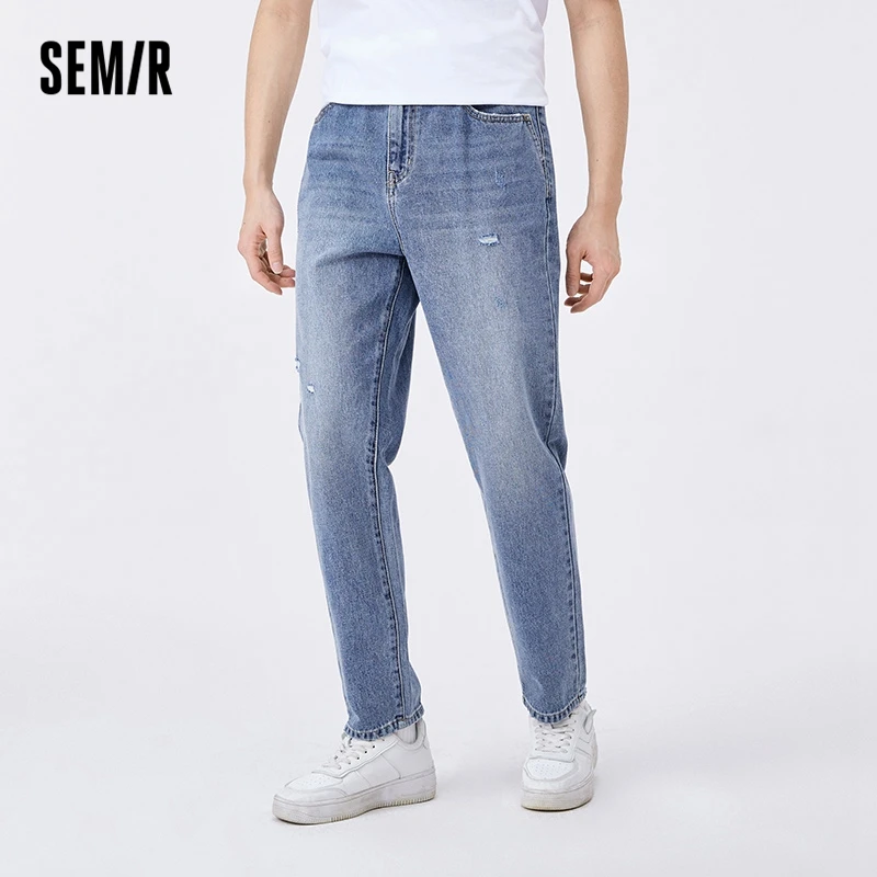 

Semir Jeans Men 2022 Early Spring New Cotton Vitality Handsome Boys Fashion Loose Tapered Hole Trousers