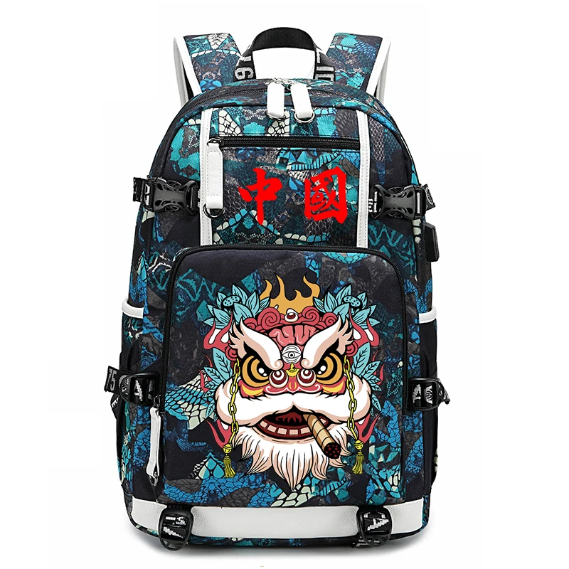 Chinese wind lion dance schoolbag backpack schoolbag pupils boys and girls lighten the burden.
Chinese wind lion dance schoolbag backpack schoolbag pupils boys and girls lighten the burden.