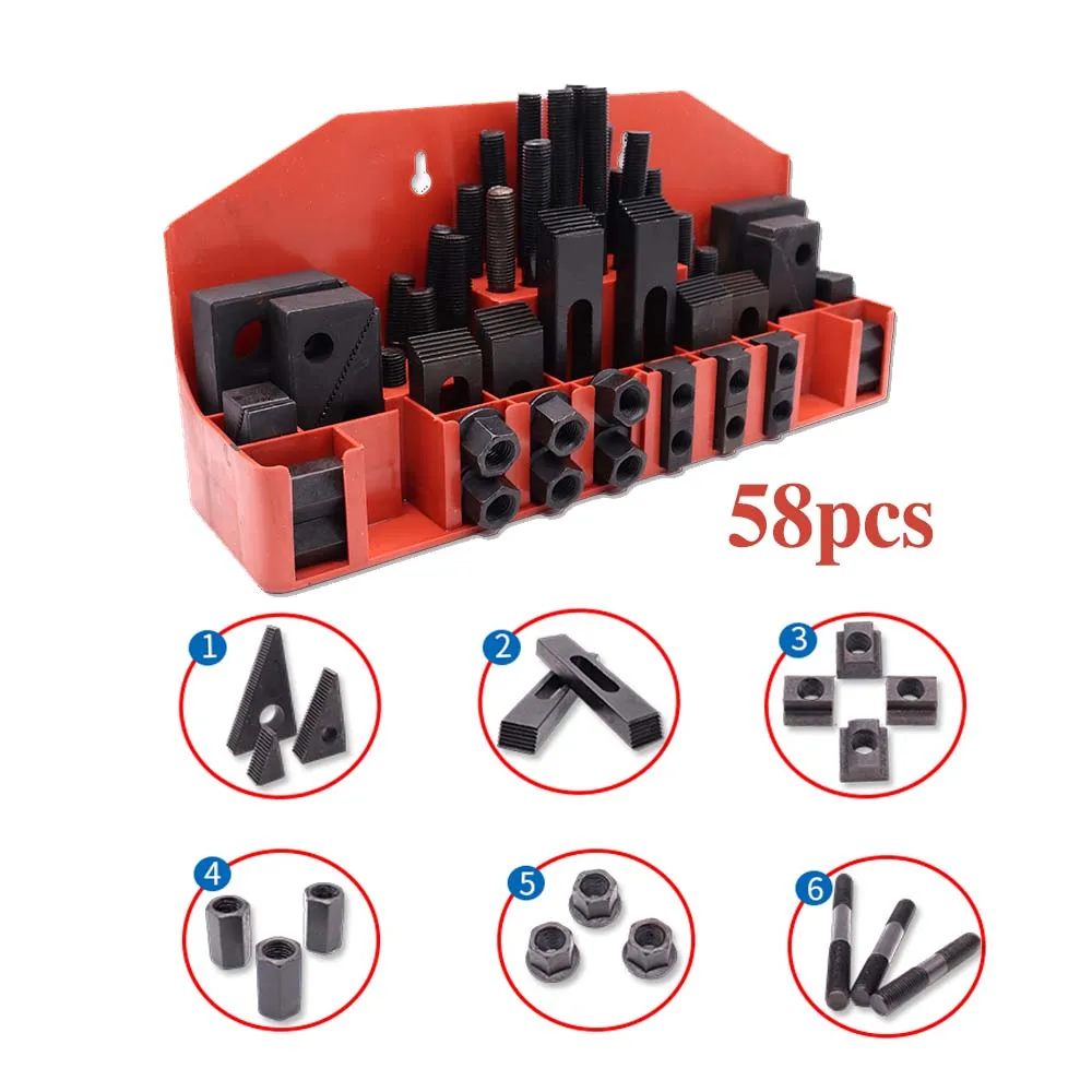 58Pcs/Set M10 Milling Machine Tool Combination Iron Platen Mold Parts Milling Machine Pressure Plate Universal Clamp Group Code
58Pcs/Set M10 Milling Machine Tool Combination Iron Platen Mold Parts Milling Machine Pressure Plate Universal Clamp Group Code