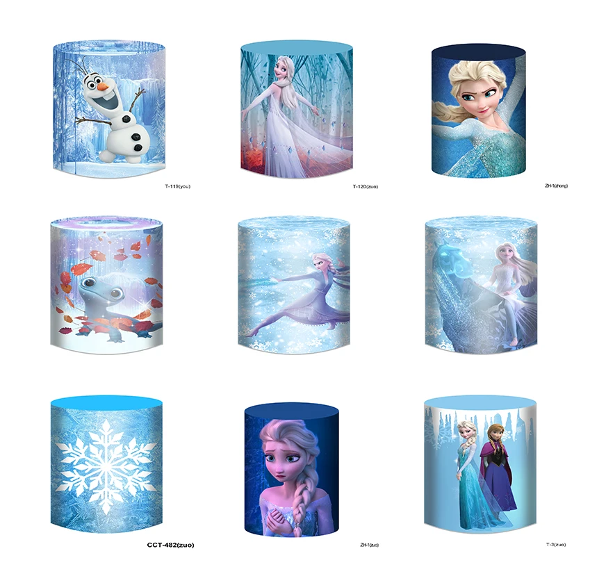 

Cylinder Round Circle Winter Frozen Elsa Anna Princess Girls Birthday Party Backdrops Snowflake Snow Ice Photo Backgrounds