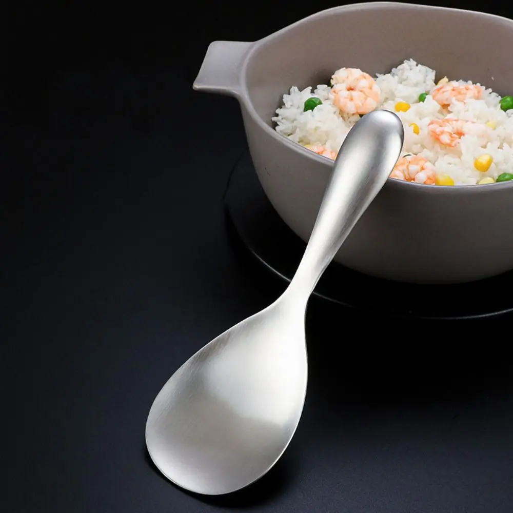 

Large Size Stainless Steel Rice Spoon Dinnerware Thicken Deepen Rice Paddle Lightweight Rustproof Serving Spoon Household